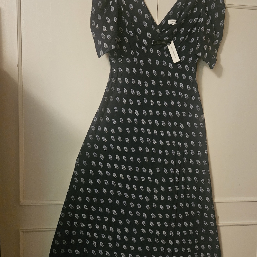 Banana Republic Navy Patterned Midi Dress - Picture 3 of 5